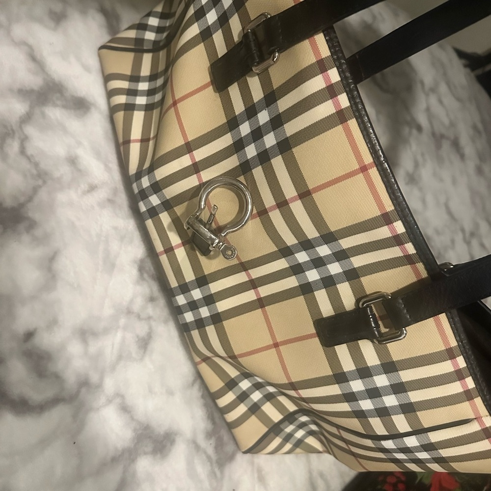 Burberry Beige Plaid Tote Bag
